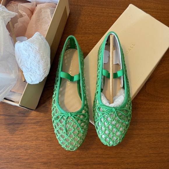 new Loeffler Randall “Leonie” Green Crochet Ballet Flat Size 5 - Picture 4 of 10